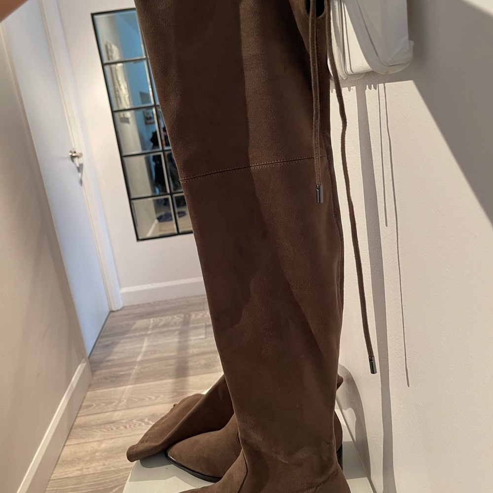 Brown Suede Over-the-Knee Boots - Picture 6 of 9